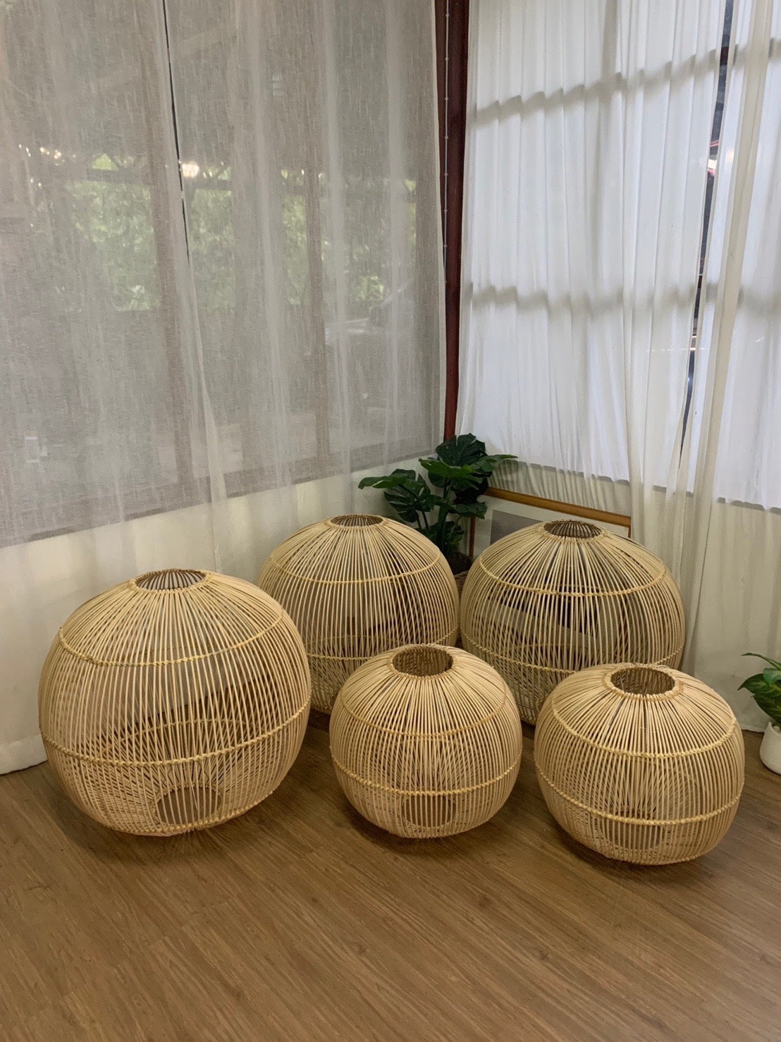 Rattan Pandent Lamp Set