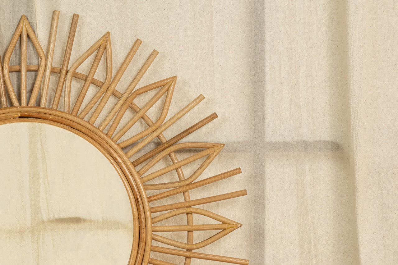 The Sun Rattan Mirror