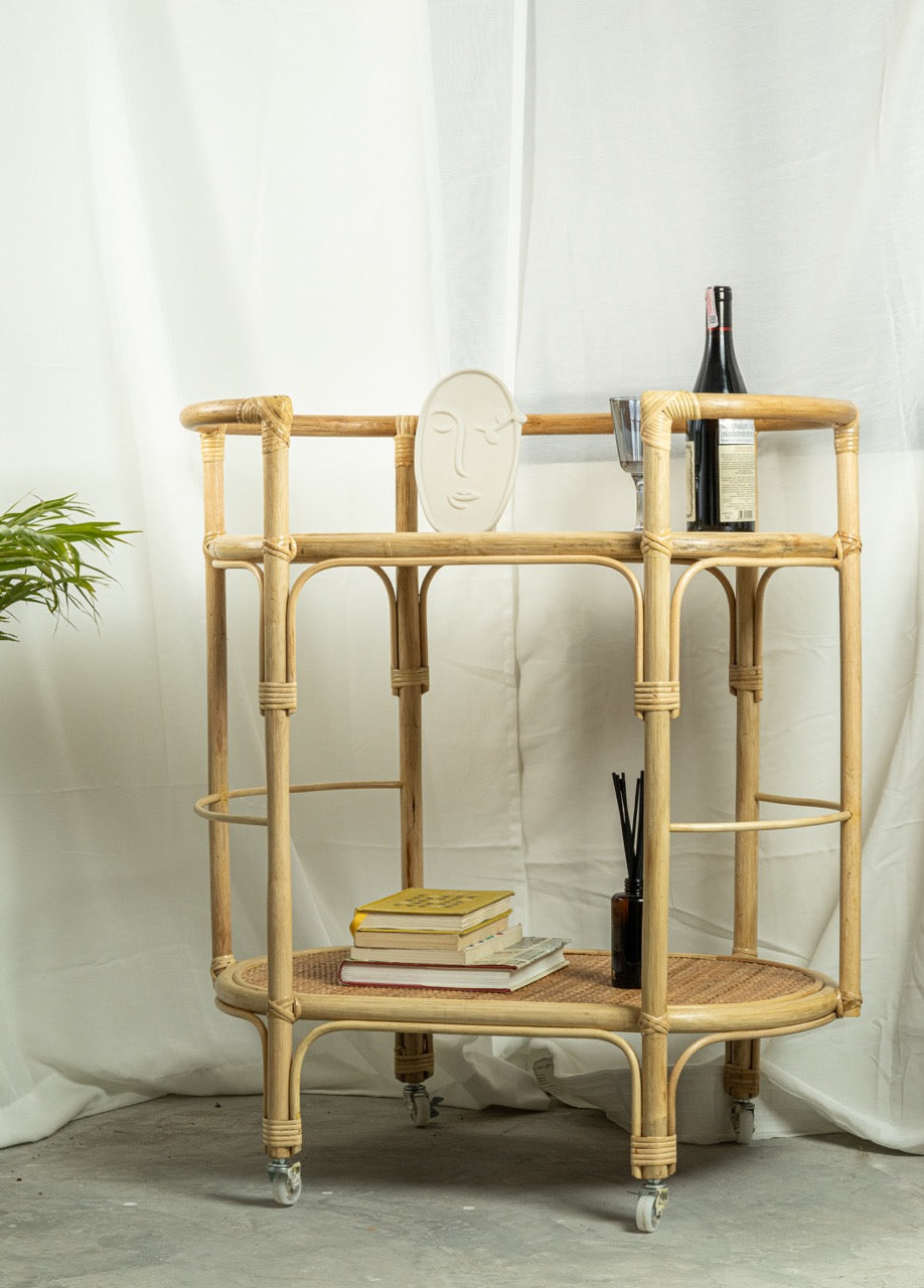 Peri Rattan Bar Trolley