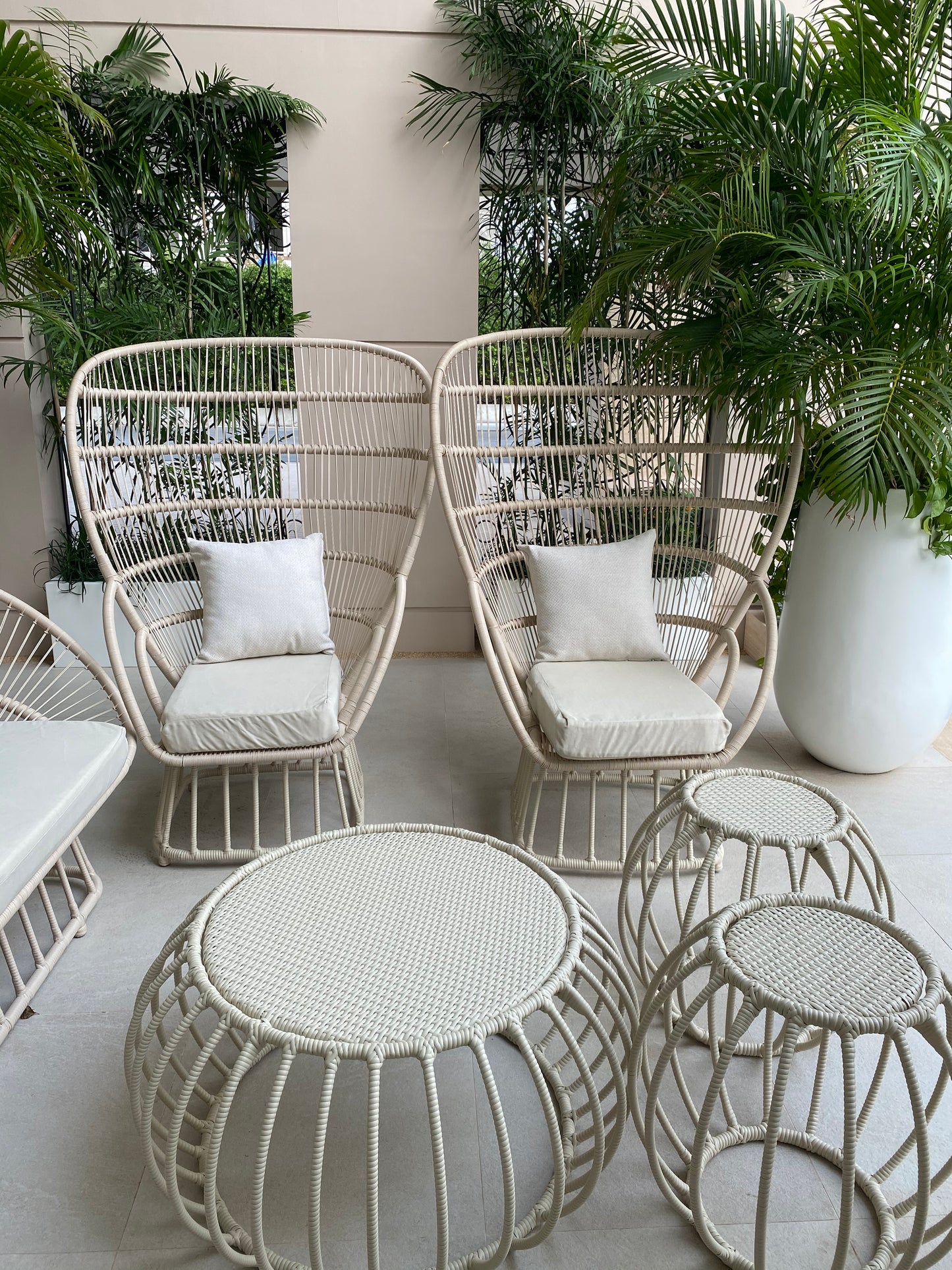 Outdoor Tropical White Coffee Table