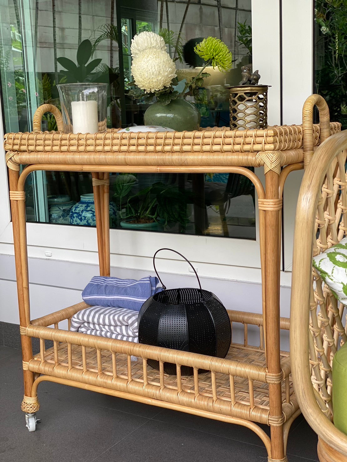 Victoria Rattan Bar Trolley