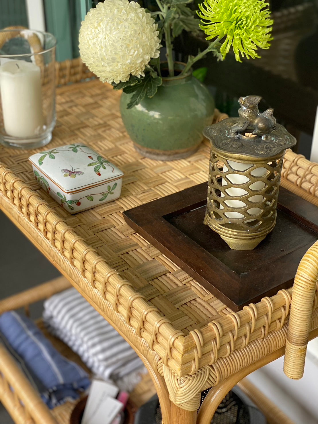 Victoria Rattan Bar Trolley