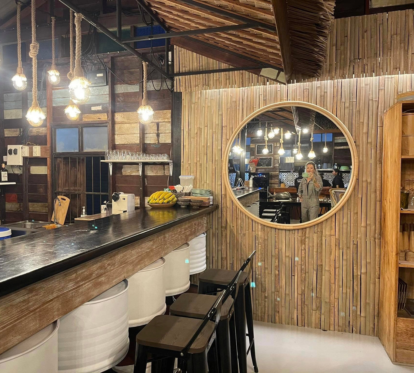 Round Rattan Mirror