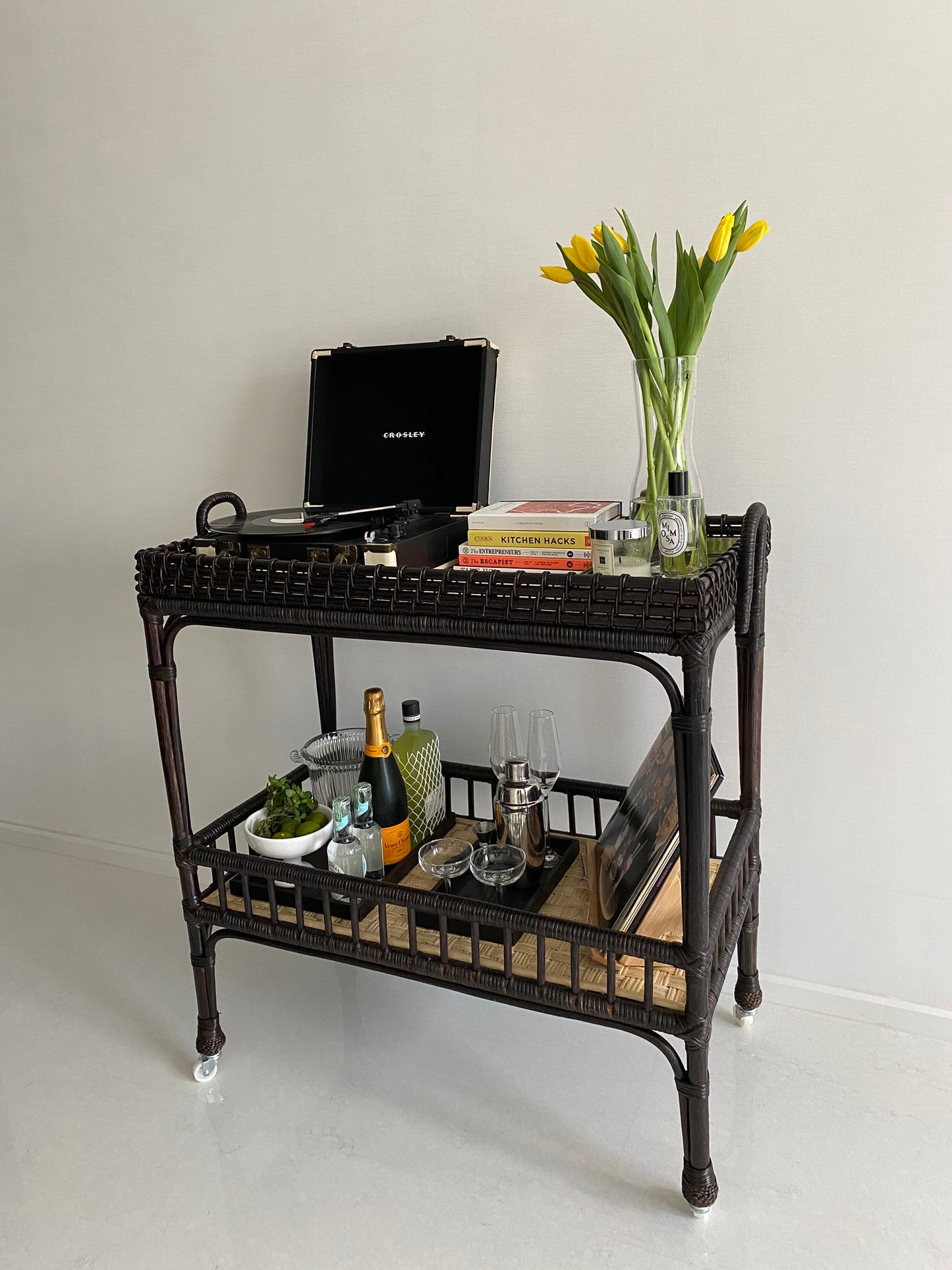 Victoria Rattan Bar Trolley