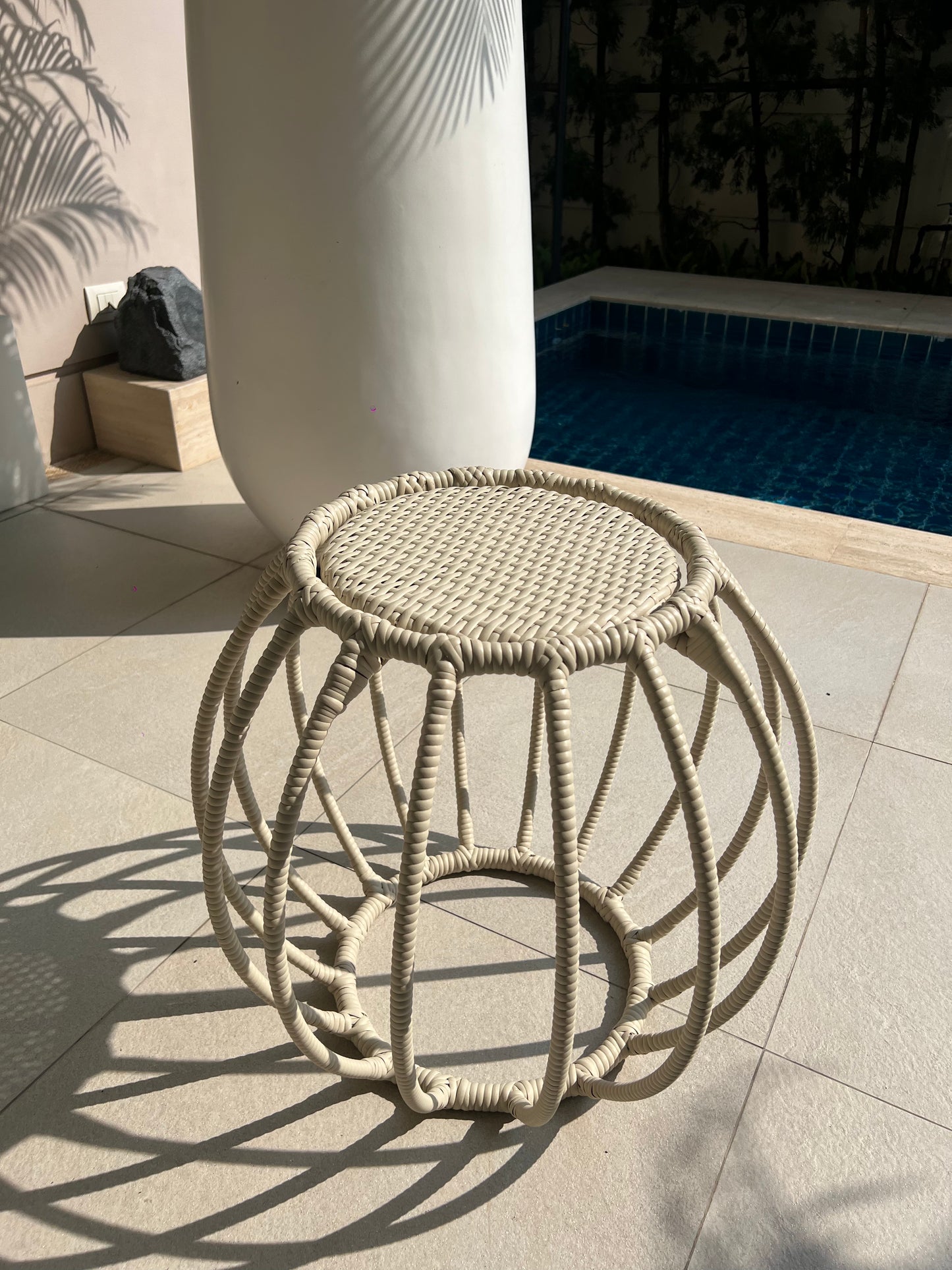 Outdoor Tropical White Side Table