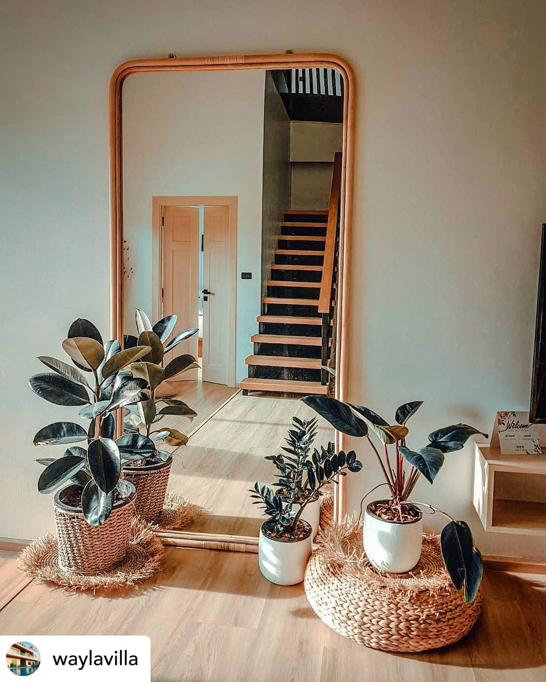 Square Rattan Mirror