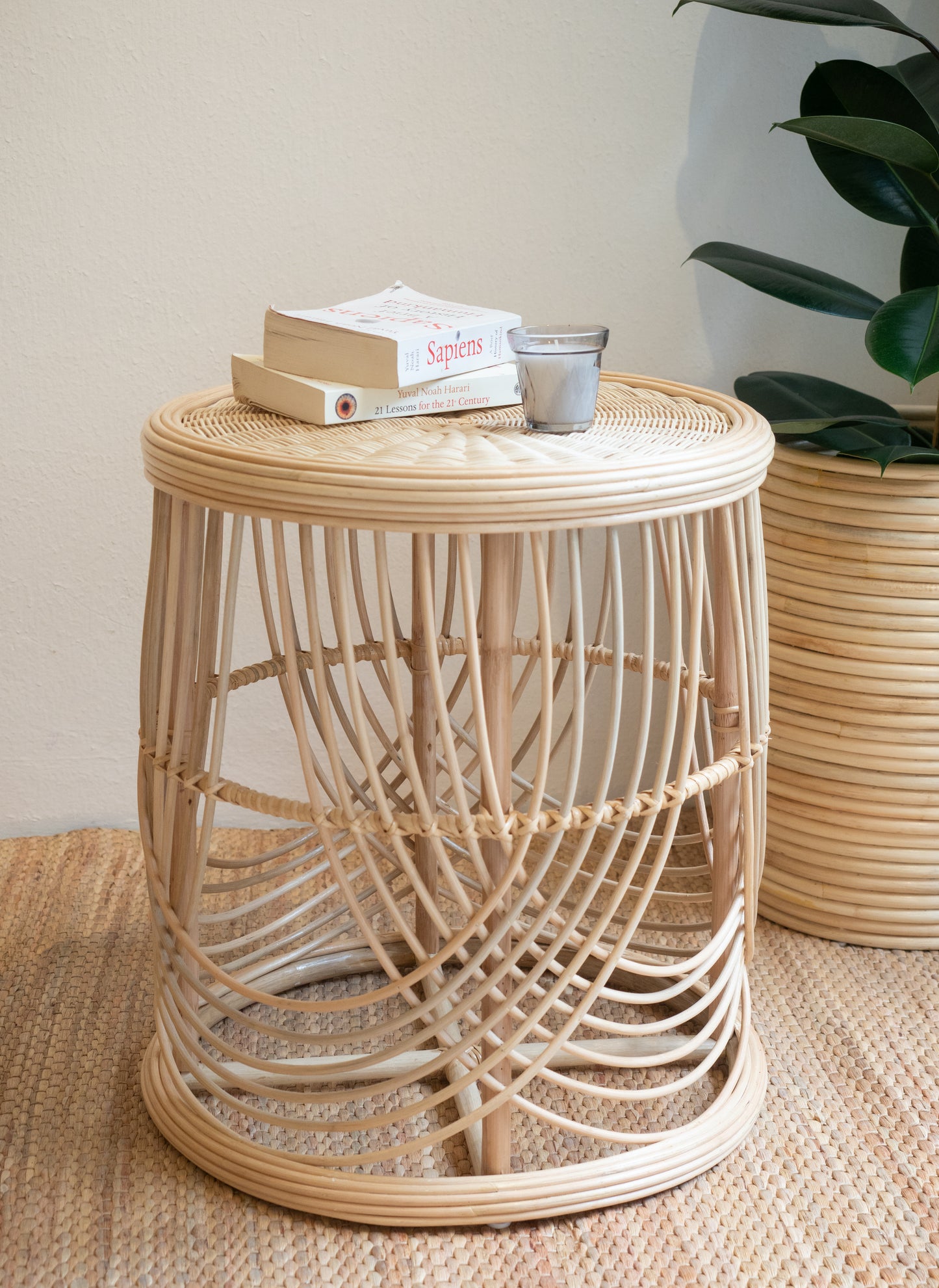 Rainbow Rattan Side Table