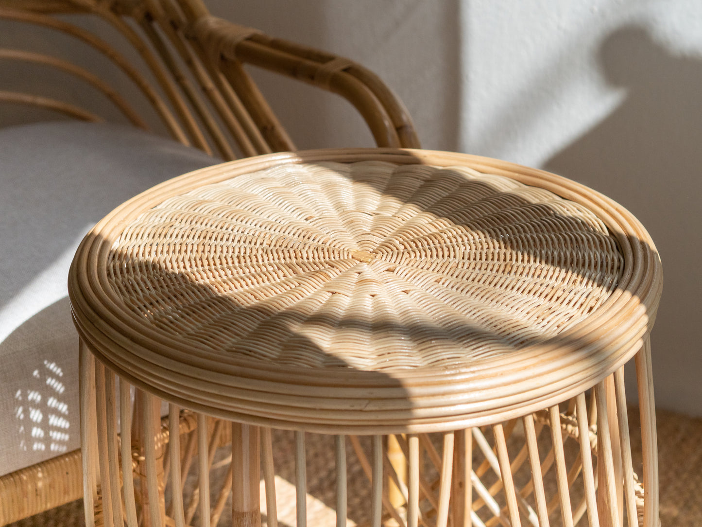 Rainbow Rattan Side Table