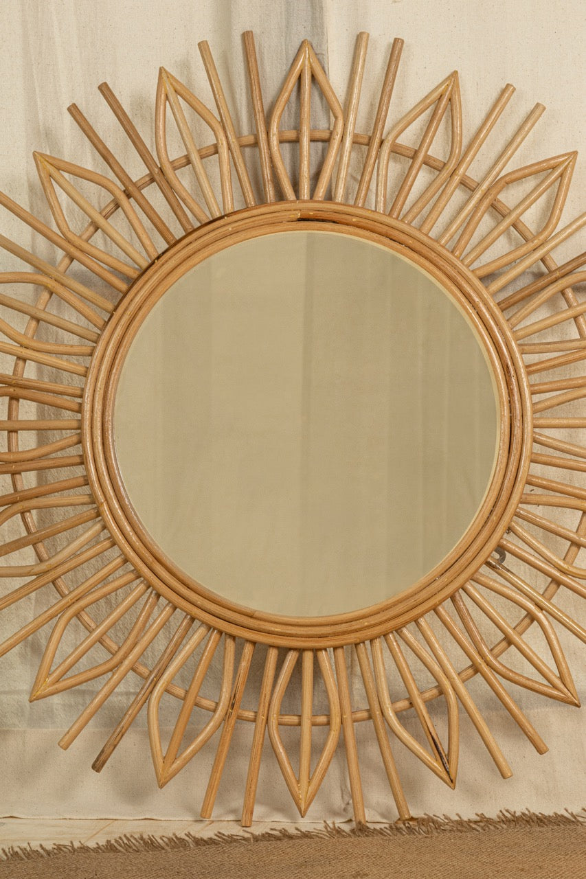 The Sun Rattan Mirror