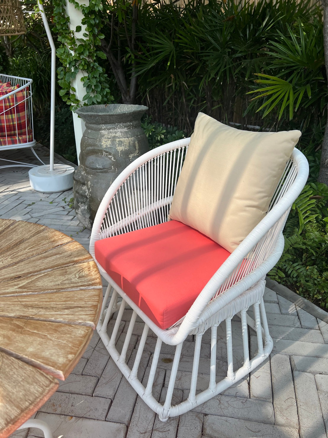 Outdoor Tropical White Armchair